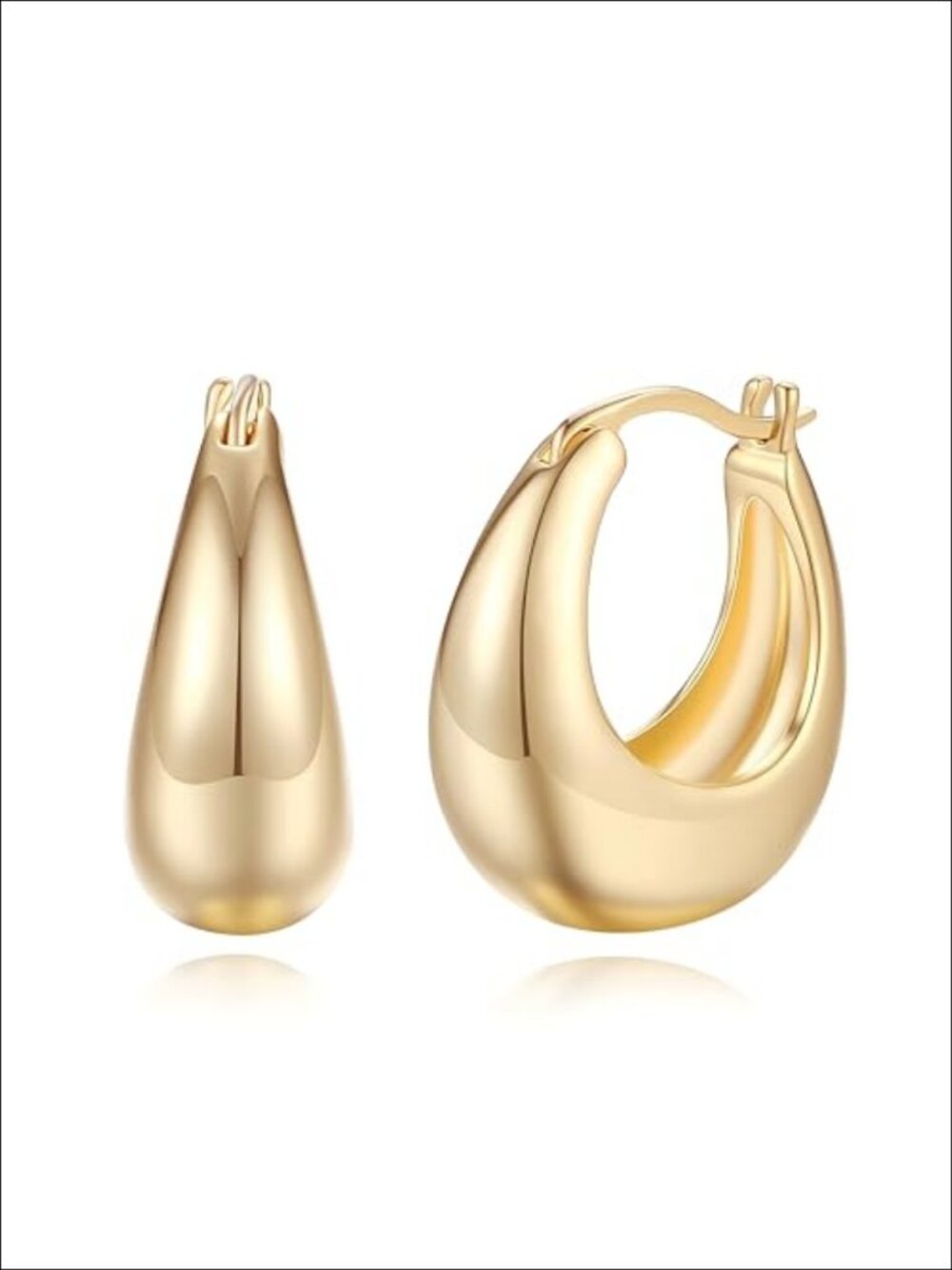 14K Gold Plated Chunky Hoop Earrings Textured Huggie Sleeper Lightweight